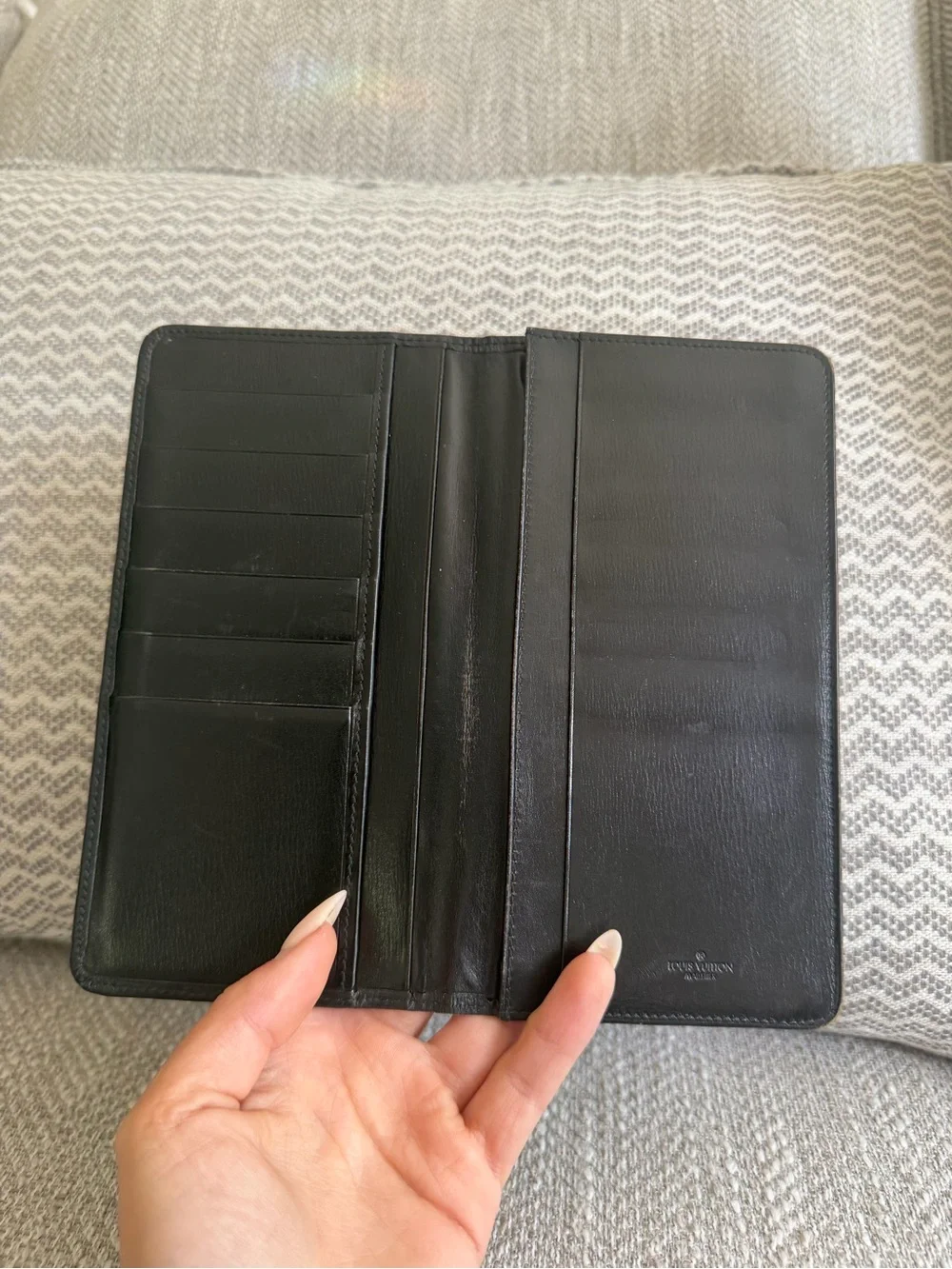 Louis Vuitton Black Epi Leather Long Bifold Wallet Checkbook Holder Organizer